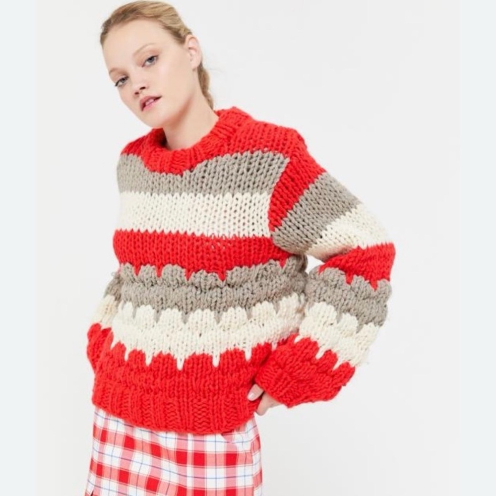 Urban Outfitters Chunky Knit Sweater♥️ - Red, Gray, and Ivory